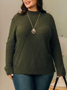 EMERY ROSE Suéter Tipo Jersey Con Cuello Levantado Y Talla Grande - Verde - Ver 6