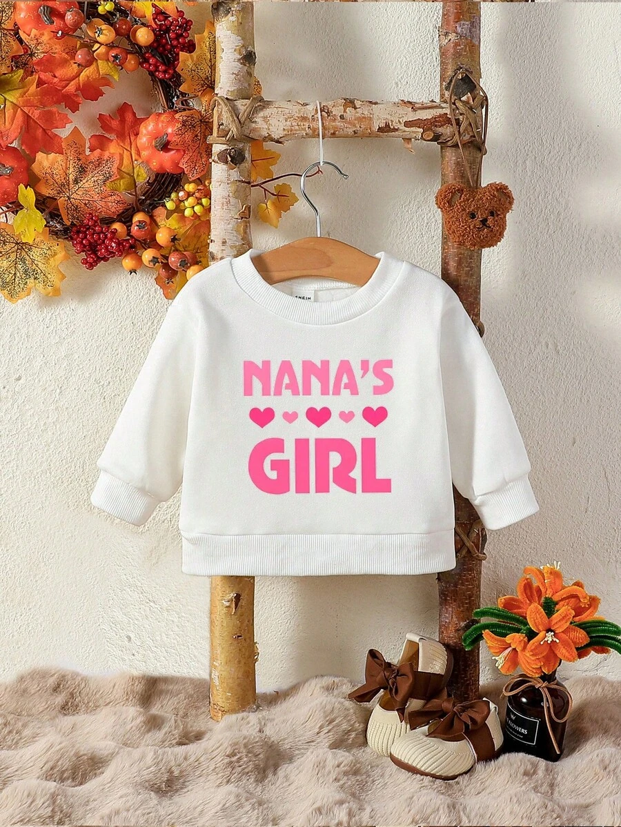 Baby Girls' Letter Printed Sweatshirt - White - View 1