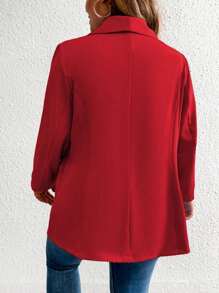 Celure 大碼青果領開門襟西裝外套 - 紅色 - 查看 2