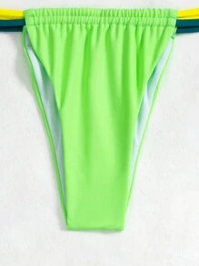 SHEIN Swim Women's Summer Beach Colorblock Neon Bikini Set Bathing Suit - Multicolor - View 5