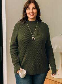 EMERY ROSE Suéter Tipo Jersey Con Cuello Levantado Y Talla Grande - Verde - Ver 1