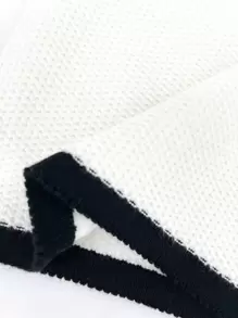 SHEIN Unity Của phụ nữ Collared Áo len Hai Bộ - Đen và trắng - Xem 5