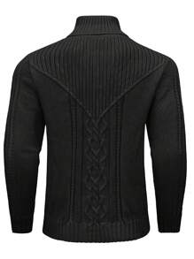 Manfinity Homme 男款毛線針織高領毛衣 - 黑色 - 查看 2