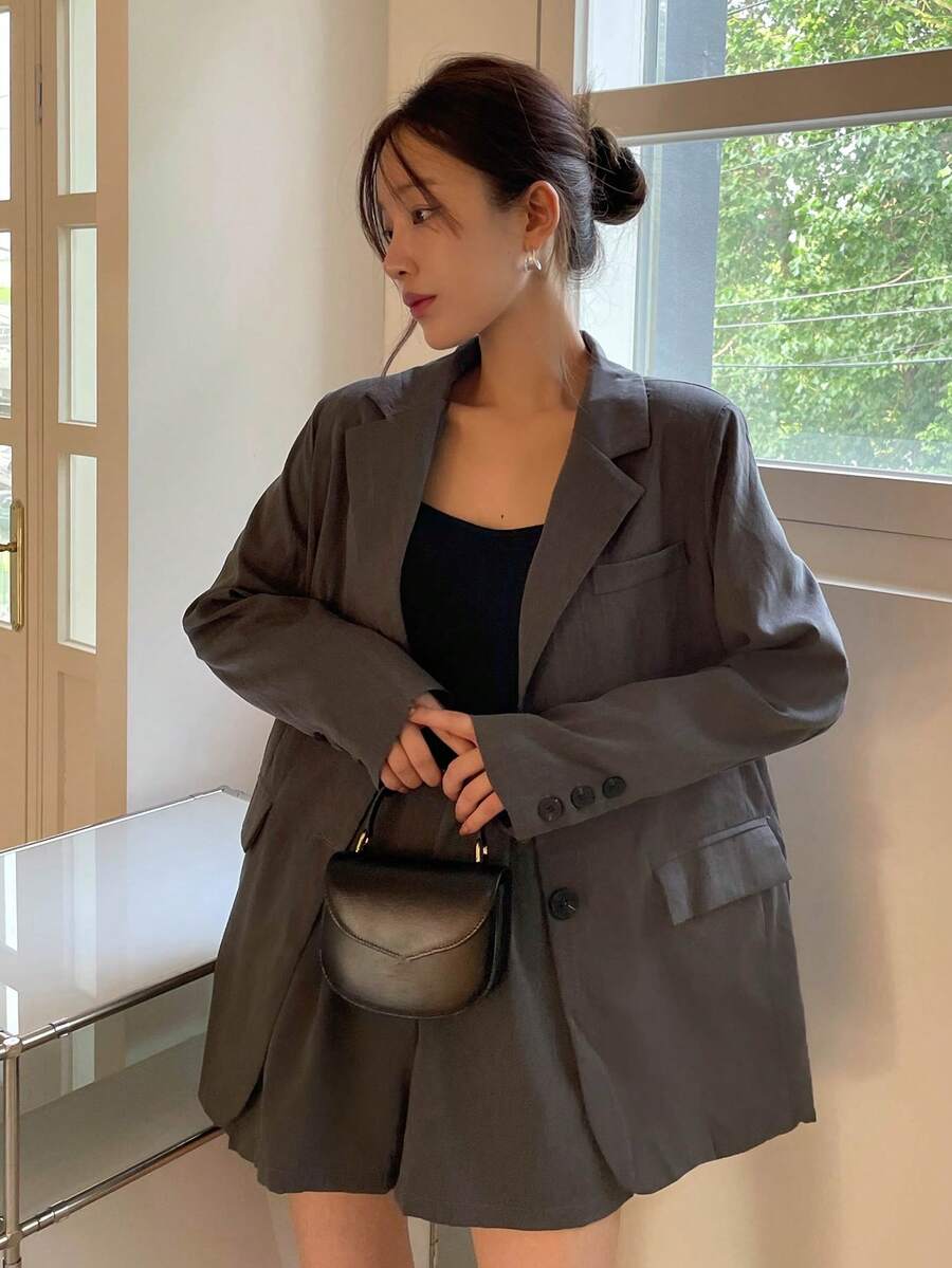 DAZY Của phụ nữ màu trơn Màu sắc Bộ đồ Bộ - Xám - Xem 1