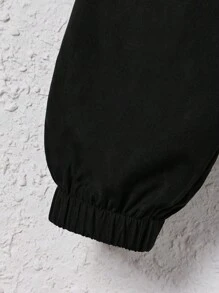 SHEIN 女大童撞色字母補丁細節連帽夾克 - 珊瑚橙 - 查看 5