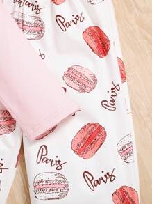 SHEIN Ensemble Pyjama À Manches Longues À Col Rond En Tricot Pour Les Adolescentes À La Mode De Style De Rue