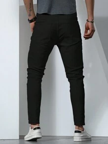 Manfinity Homme Men Cotton Solid Tapered Jeans - Black - View 2