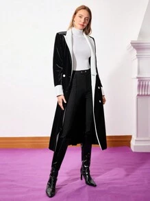 MOTF PREMIUM 束腰兩色絨面外套 - 黑與白 - 查看 7