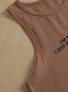 SHEIN MOOSTA Top de tirantes estampada con eslogan para mujer "NO SOY TÍMIDA, SIMPLEMENTE NO ME GUSTAS" - Camisetas gráficas para mujeres