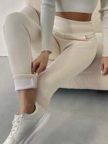 SHEIN LUNE Chất rắn Lót nhiệt Xà cạp - Màu be - Xem 3