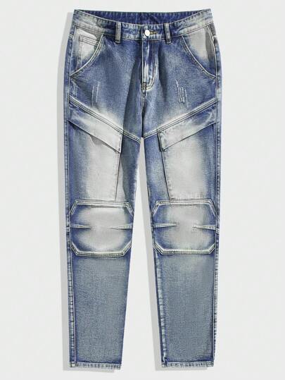 Grunge Punk Homme Jean Cargo Poche À Rabat