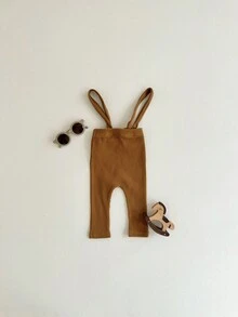 薄款罗纹针织常规款男童休闲工装裤，春秋季 - 咖啡棕 - 查看 3