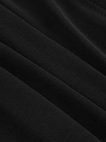 SHEIN MOD Talla grande unicolor fruncido Top de tirantes & Falda ajustada - Negro - Ver 3