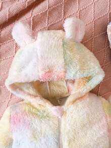 嬰兒女童彩色雙面絨毛連身衣,適用於秋冬季節 - 彩色 - 查看 3
