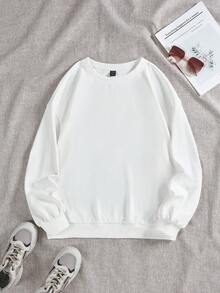 SHEIN Qutie Letter & Heart Graphic Drop Shoulder Sweatshirt - White - View 2