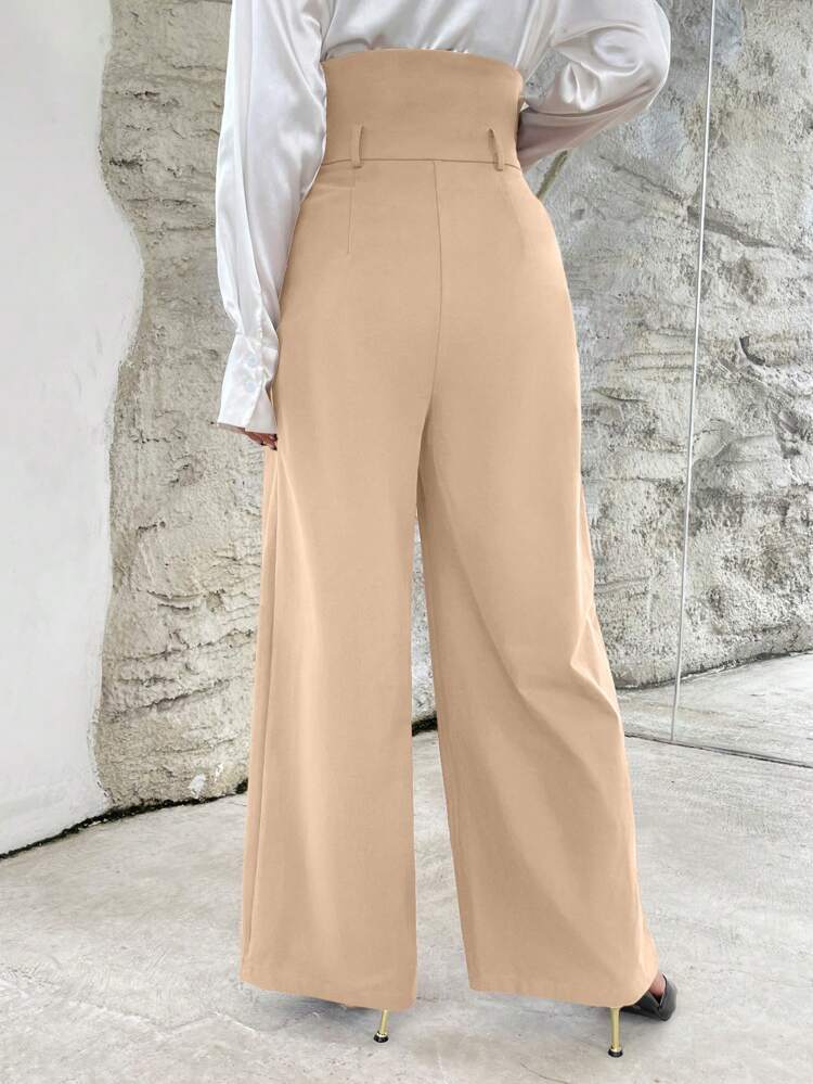 High Waist Wide Leg Pants Without Belt
