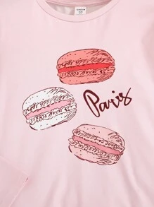 SHEIN Ensemble Pyjama À Manches Longues À Col Rond En Tricot Pour Les Adolescentes À La Mode De Style De Rue