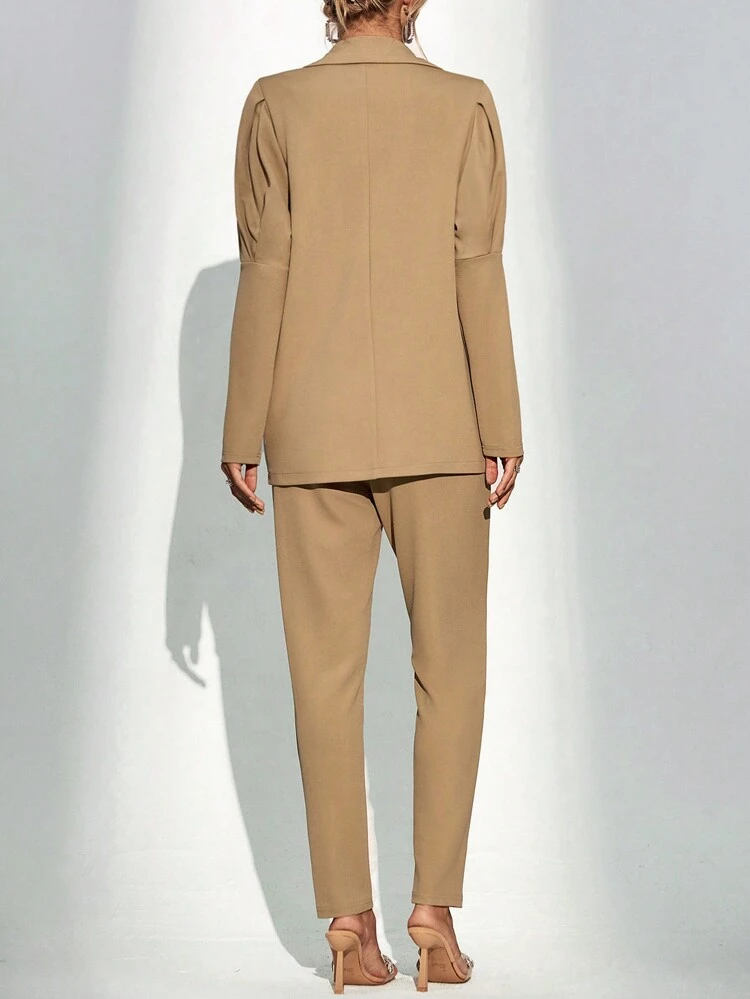 Solid Color Leg-Of-Mutton Sleeves Design Suit Set