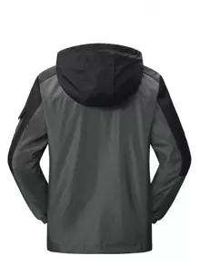 Manfinity Homme Loose Fit Men's Color Block Hooded Jacket With Zipper Closure And Flap Pockets - Army Green - View 2