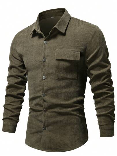 Guys Corduroy Flap Pocket Button Up Shirt
