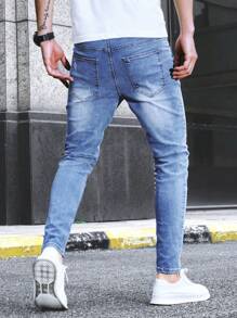 Manfinity Homme Men Cotton Slant Pocket Tapered Jeans - Light Wash - View 2