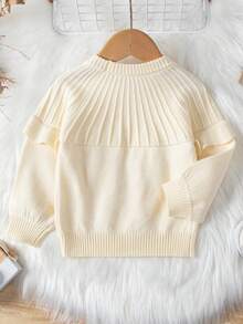 Suéter Con Dobladillo Con Volantes Para Niña - Albaricoque - Ver 2