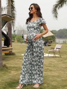 Fashionable Printed Maternity Jumpsuit - Multicolor - View 1