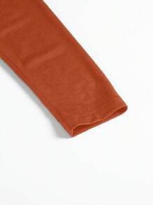 高領長袖寬鬆純色洋裝 - 亮橙色 - 查看 6