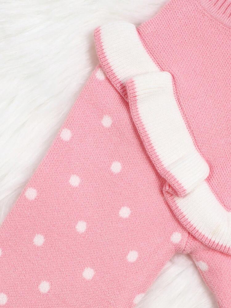 Baby Girls' Polka Dot Peter Pan Collar Cardigan With Ruffled Trim