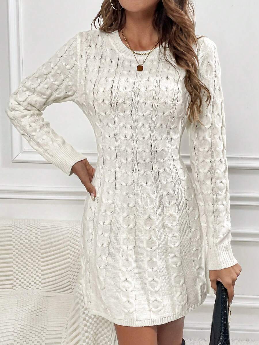 SHEIN LUNE Của phụ nữ Thon gọn Đầm Áo len - Màu be - Xem 1