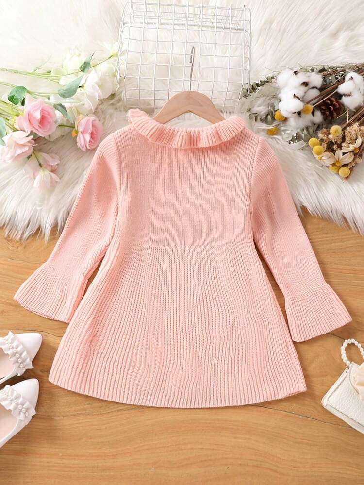 Little Girls' Ruffle Trimmed Sweater Dress