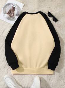 SHEIN Unity Cat Printed Raglan Sleeve Design Round Neck Fashion Sweatshirt - Multicolor - View 2