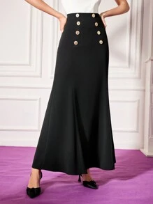 MOTF PREMIUM 鈕扣人魚蓬蓬長裙 - 黑色 - 查看 5