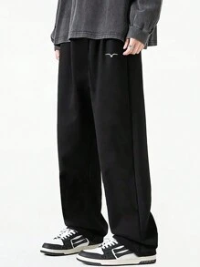Manfinity Hypemode Men's Seagull Print Drawstring Waist Loose Fit Sweatpants - Black - View 1