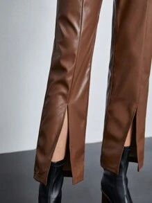 BizChic 女士單排釦開衩腿長褲套裝 - 咖啡棕 - 查看 5