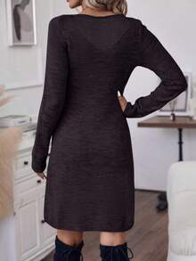 SHEIN Clasi 女士毛衣連衣裙 - 咖啡棕 - 查看 2