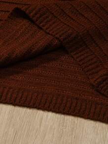 SHEIN Clasi Contrast Lace Sleeve Sweater Dress - Coffee Brown - View 6