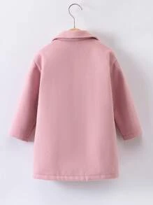 SHEIN Nhỏ bé Cô gái Màu thuần Len áo Với Bộ đồ Vòng cổ - Hồng - Xem 2