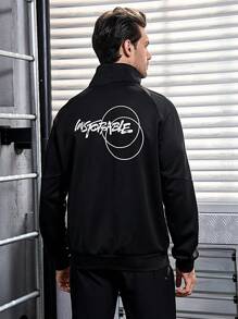 Manfinity Sport Corelite Men's High-Neck Pullover Sports Sweatshirt With Letter Print Men Sweatshirt