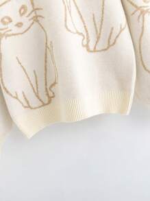 SHEIN Sudadera Con Dibujo Adorable De Gato Para Niñas De 10 A 12 Años - Albaricoque - Ver 5