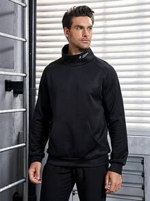Manfinity Sport Corelite Men's High-Neck Pullover Sports Sweatshirt With Letter Print Men Sweatshirt