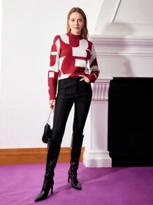 MOTF PREMIUM 幾何圖形高領毛衣 - 彩色 - 查看 9