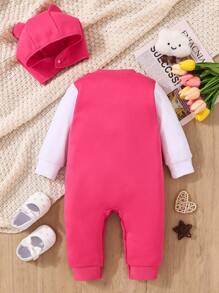Infant Girls' Words Printed Colorblock Romper