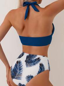 Women'S Tropical Print Halter Neck Bikini Set - Multicolor - View 2