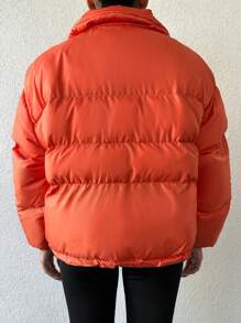 EURMUSE Zip Up Puffer Coat - Orange - View 4