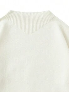 Jersey de hombre de hombros caídos y color sólido, abrigador - Blanco - Ver 5
