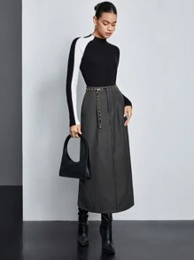 BizChic Của phụ nữ Đã bỏ túi Váy - Màu xám đen - Xem 4