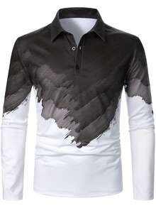 Manfinity LEGND 男士拼接款式polo衫 - 黑與白 - 查看 6