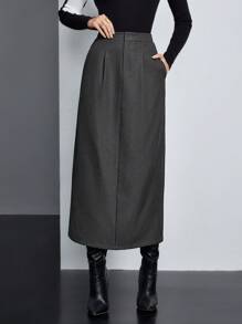 BizChic Của phụ nữ Đã bỏ túi Váy - Màu xám đen - Xem 5