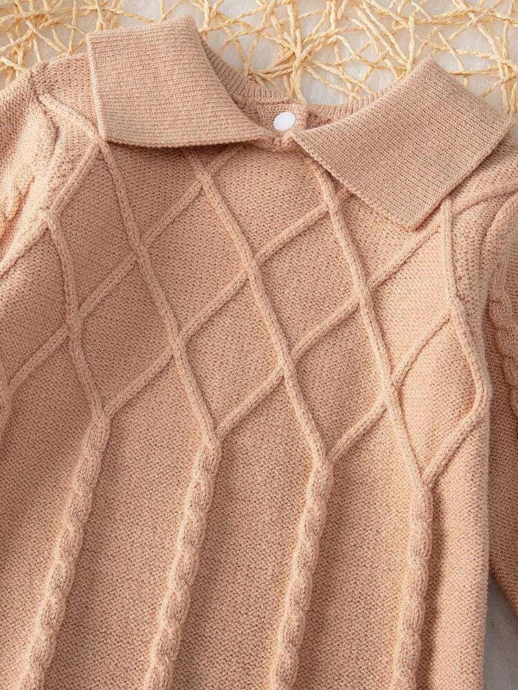 Infant Girls' Turn-Down Collar Sweater Jumpsuit